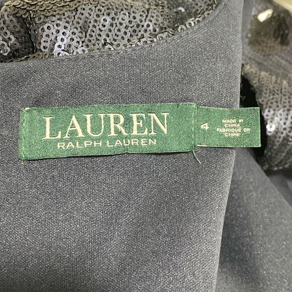 Lauren Ralph Lauren dress size 4 dark navy blue sequins polka dots sparkle glam - Picture 5 of 5